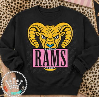 Yellow Ram Pink Placard Mascot Tee