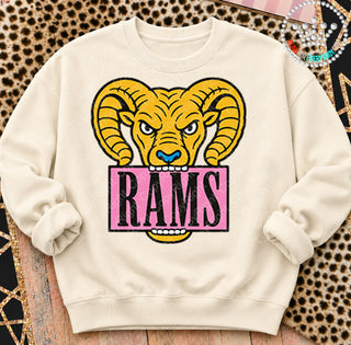 Yellow Ram Pink Placard Mascot Tee