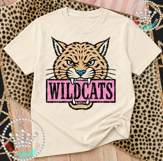 Wildcats Pink Placard Mascot Tee