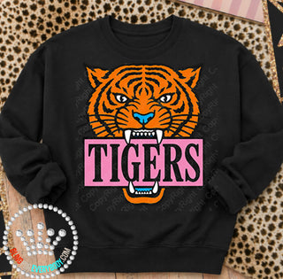 Orange Tigers Pink Placard Mascot Tee