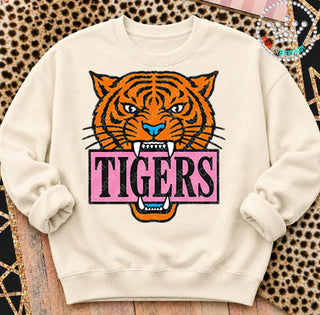 Orange Tigers Pink Placard Mascot Tee