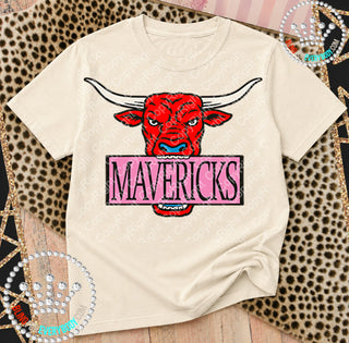 Mavericks Pink Placard Mascot Tee