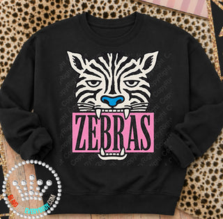 Zebras Pink Placard Mascot Tee