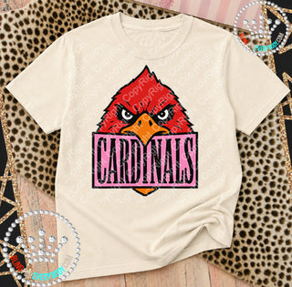 Cardinals Pink Placard Mascot Tee