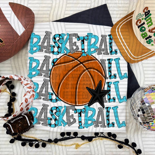 Basketball Stacked Bright Blue