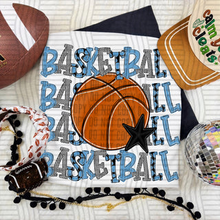 Basketball Stacked Light Blue