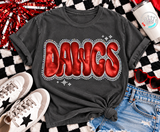 Red Metallic Dawgs Puff Plus Spangle Tee