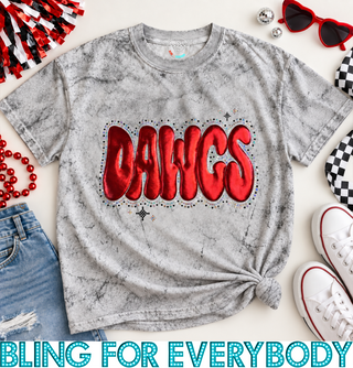Red Metallic Dawgs Puff Plus Spangle Tee