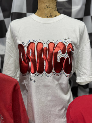 Red Metallic Dawgs Puff Plus Spangle Tee