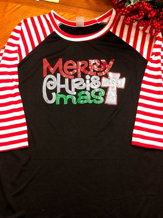 Merry Christmas with Cross Spangle Transfer #1248