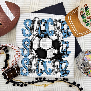 Soccer Stacked Light Blue