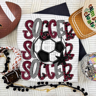 Soccer Stacked Maroon