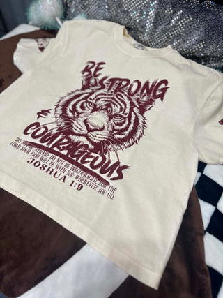 Be Strong and Courageous Tiger Graphic Print Unisex Short Sleeve Tee #70201