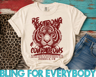 Be Strong and Courageous Tiger Graphic Print Unisex Short Sleeve Tee #70201